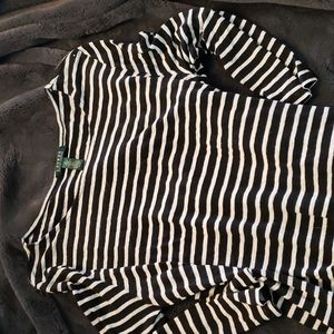 Black and white striped linen top